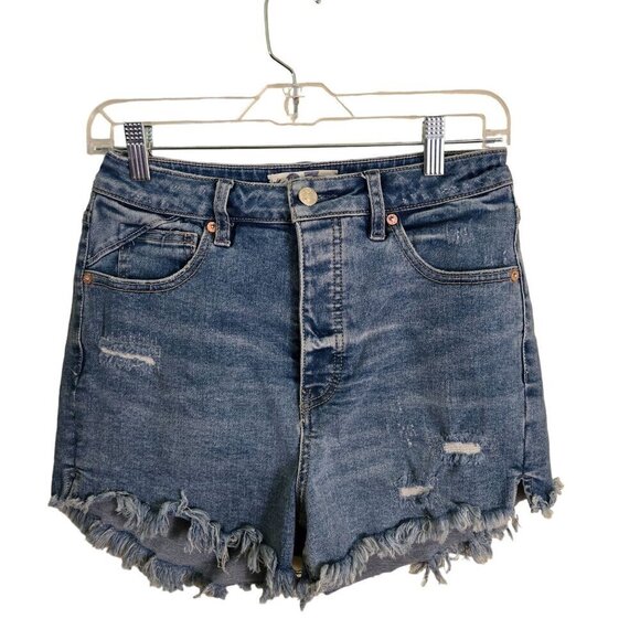 Free People We The Free Crvy Vintage High Rise Shorts Mid Wash Denim Cotton Blen - Picture 2 of 9